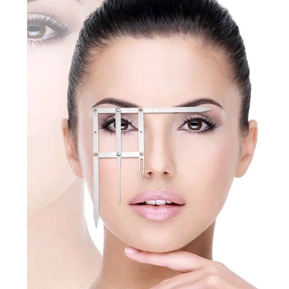 2 Pcs Eyebrow Ruler 3 Point Positioning Ruler, Silver - Picture 5 of 13
